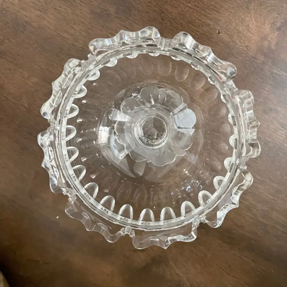 Vintage crystal glass pedestal candy dish